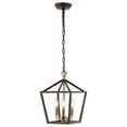 thumbnail image 2 of JONATHAN Y Ojai 10" 3-Light Iron Classic Modern Pagoda LED Pendant Lantern, Oil Rubbed Bronze/Brass Gold, 2 of 9