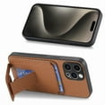 thumbnail image 3 of Magnetic Carbon Fiber Case for iPhone 14 Pro Max with Holder Kickstand, Fiber Texture Wallet Phone Case with Card Holder Durable Military Grade Protection Cover for iPhone 14 Pro Max, Brown, 3 of 10