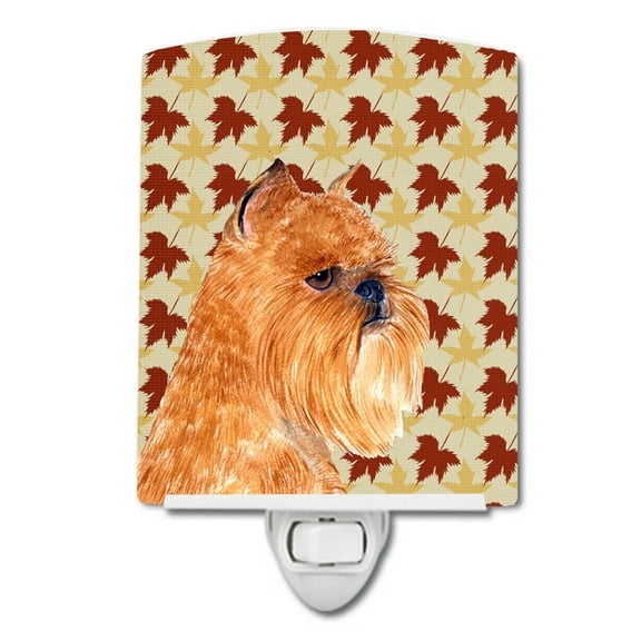 Caroline's Treasures SS4362CNL Brussels Griffon Fall Leaves Portrait Ceramic Night Light, 6x4x3", multicolor