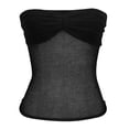 thumbnail image 5 of Douhoow Tube Top for Women Strapless Slim Fit Solid Shirts See Through Sheer Mesh Bandeau, 5 of 7