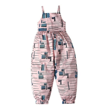 

Fesfesfes Toddler Baby Girls Fashion Cute Striped Pattern Bohemian Suspenders Backless Jumpsuit Romper