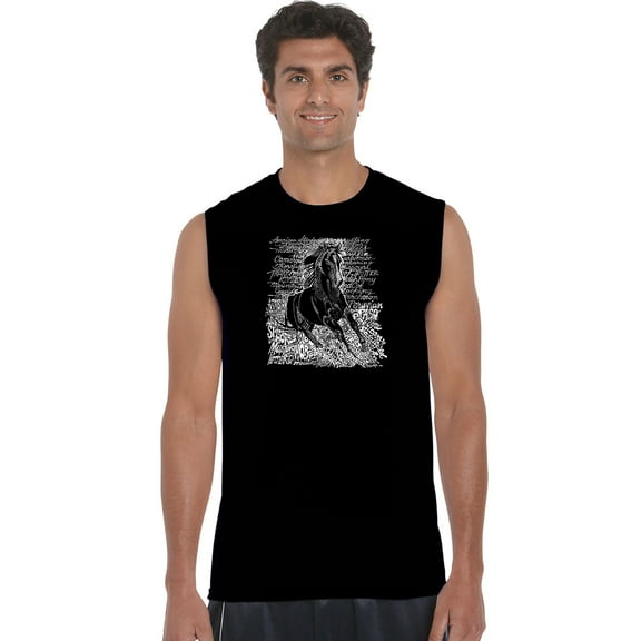 LA Pop Art Men's Word Art Sleeveless T-shirt - POPULAR HORSE BREEDS