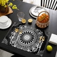 thumbnail image 3 of Black Boho Placemats Set of 12, Farmhouse Vintage Abstract Ethnic Floral Placemats for Dining Table, Place Mats for Kitchen Tabletop, Waterproof Wipeable Dining Table Mats Set, 3 of 9