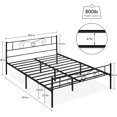 thumbnail image 3 of Queen Bed Frame Platform with Headboard and Footboard Metal Bed Mattress Foundation with Storage No Box Spring Needed Black (Queen), 3 of 7