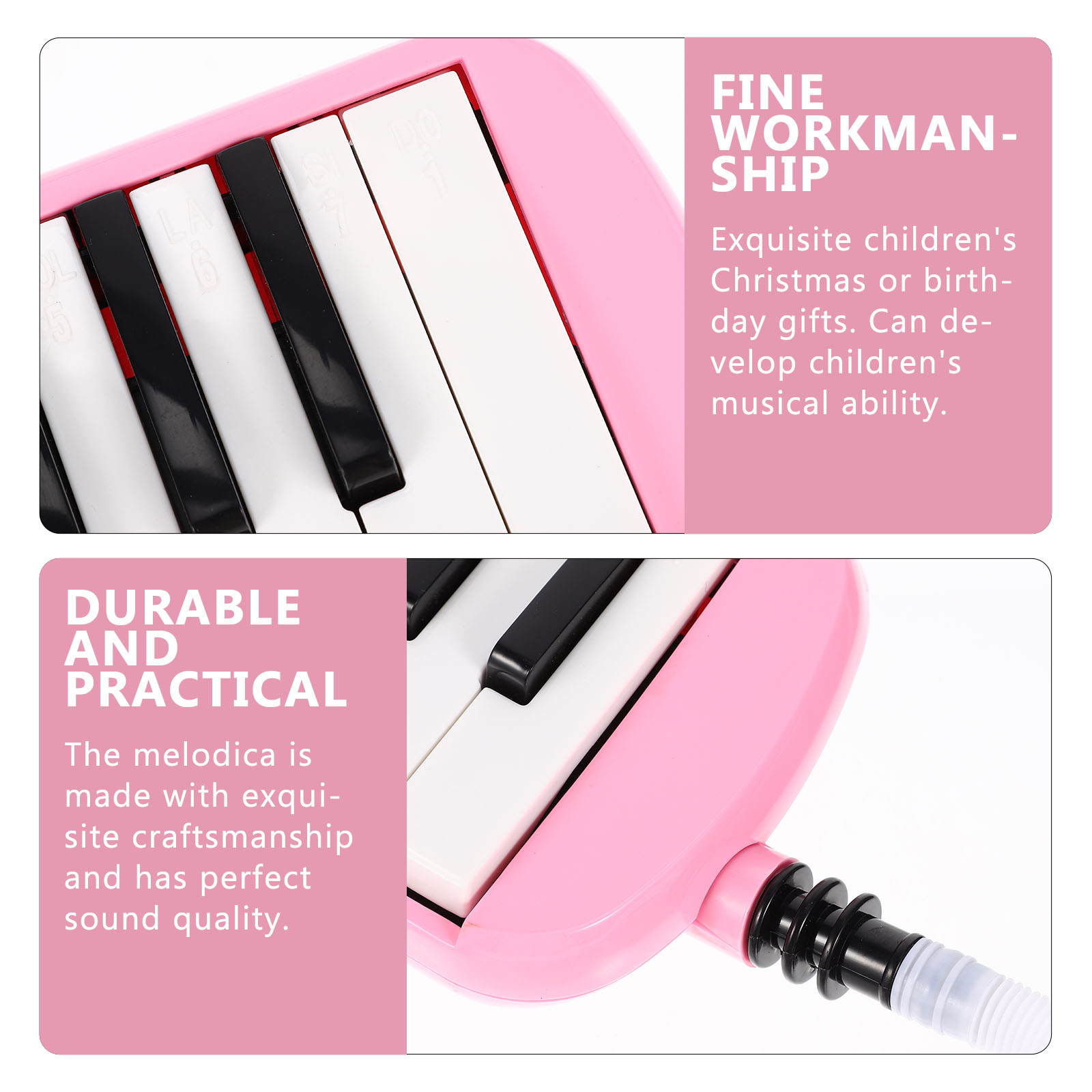 UPKOCH Children Melodica Instruments Music Education 32 Keys Melodica in Pink 1Set
