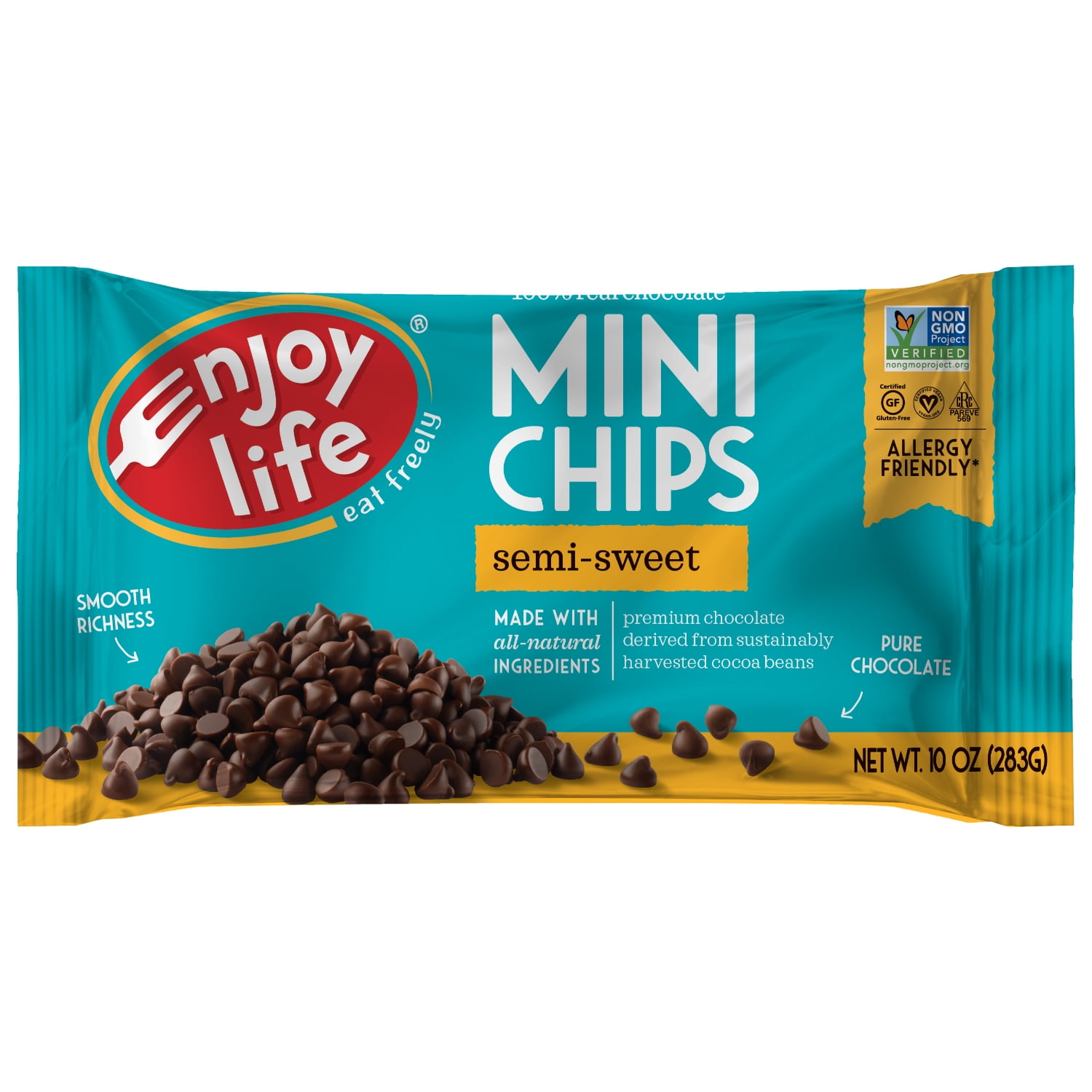 Enjoy Life SemiSweet Dairy Free Mini Chocolate Chips, Vegan, 10 oz