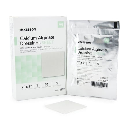 Invacare Calcium Alginate Wound Dressing - Calcium Alginate Dressing with Silver McKesson 2 X 2 Inch Square Sterile Box of 10