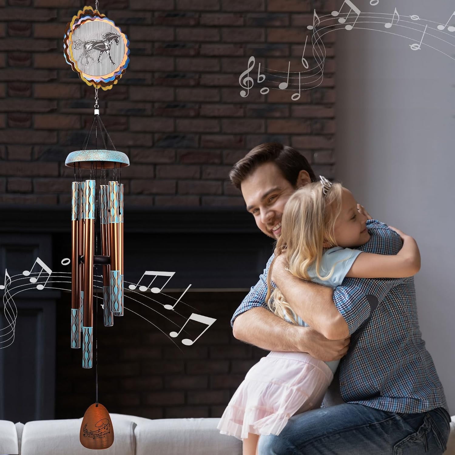 Wind Chimes for Outside with 3D Animations Horse Wind Spinner,37" Memorial Wind Chimes Outdoor Garden Decor,Horse Gifts for Women Mom Grandma Men Father,Patio Decorations,Garden Ornaments