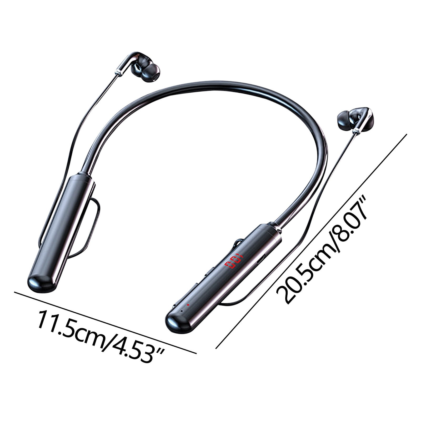 Bluetooth Headphones True Wireless Earbuds 60H Playback LED Power Display Earphones with Wireless Charging Case IPX5 Waterproof in-Ear Earbuds with Mic for TV Smart Phone Laptop Computer Sports-Black