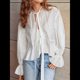 thumbnail image 4 of Blusa con Lazo Delantero para Mujer, Blusa Peplum, Blusa de Larga para Salir, Blusa de Vacaciones de Verano. S, 4 of 7