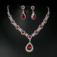thumbnail image 4 of Eoperou 2Pcs/Set Elegant Bridal Jewelry Set Waterdrop Shape Stunning Rhinestones Necklace Dangle Earrings Set, 4 of 8