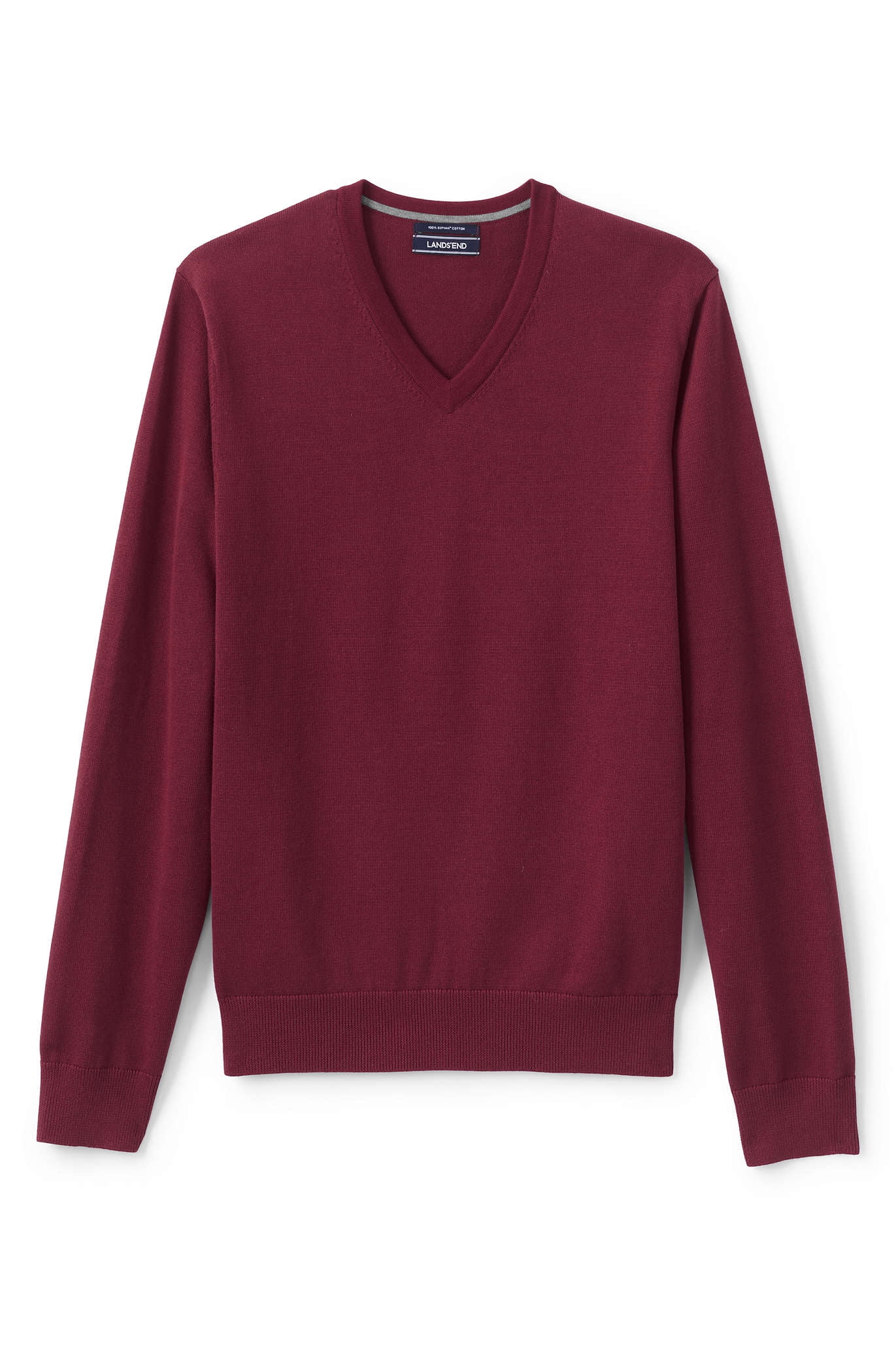 Lands' End Men's Fine Gauge Supima VNeck Classic Sweater