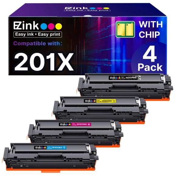 E-Z Ink 201X Replacement for HP 201X Toner Cartridges 4 Pack High Yield CF400X CF401X CF402X CF403X Compatible with HP Color Laserjet MFP M252dw M252