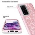 thumbnail image 3 of For Samsung Galaxy S20 Plus Case, Full-Body with Front PC Frame Shockproof Protective Bumper Cover, Support Wireless Charging, Impact Resist Durable Phone Case (Pink Glitter), 3 of 5