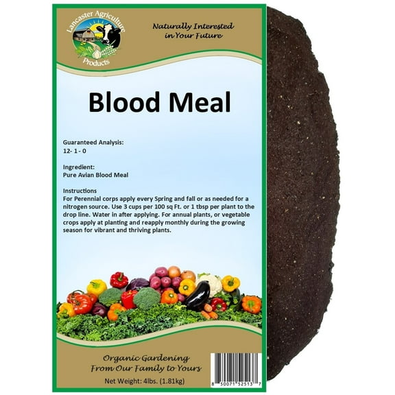 Blood Meal Fertilizer 4 Pounds - Premium Nitrogen Source for Enhanced Plant Growth and Soil Enrichment - Suitable for Vegetables, Flowers, and Shrubs - Lancaster Agriculture Products