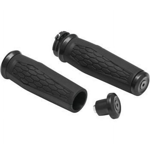 Kuryakyn Satin Black Hex Grips Cable Pair for Harley 1996 - 2019 Models with Dual Cable Throttle Control (except Streets) 5921