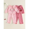 thumbnail image 3 of Loicainy Toddler Baby Girl Fall Outfits 3 6 9 12 18 24 Months 2T 3T Plaid Long Sleeve Tops and Ruffled Pants Clothes Set, 3 of 9