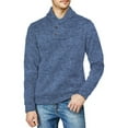 thumbnail image 2 of Lovskoo 2024 Mens Sweaters Casual Fall and Winter Pullover Stand Collar Button Long Sleeve Thin Velvet Sweater Coat Navy, 2 of 5
