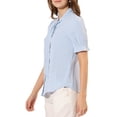 thumbnail image 4 of INSPIRE CHIC Women's Tie Neck Shirt Button Down Puff Sleeve Work Blouse S Blue, 4 of 7
