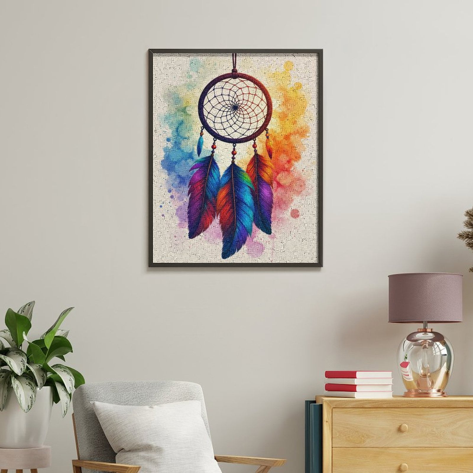 Paint By Numbers Kit for Adults Beginner - DIY Dreamcatcher Rainbow Feathers Art Canvas Painting Kits for Adults, Frameless Paint By Number for Adults for Home Wall Decor 16x20 Inch