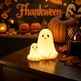 thumbnail image 3 of Halloween Night Light, Mini Glowing Ghost Decoration, Funny Whimsical Holiday Ornament, Cute Resin Tabletop Decor for Nightstands, Bookshelves, Mantels and Desks, Halloween Home Decor Gift, 3 of 9
