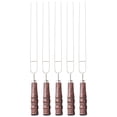 thumbnail image 1 of MOQIN 5 Pcs Brochettes de Cuisson en Acier Inoxydable avec Poignées en Bois Fourchettes à Viande d'Extérieur Résistantes aux Hautes Températures Réutilisables Compatibles Lave-Vaisselle Outil de Camping et de Cuisson, 1 of 9