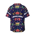 thumbnail image 2 of KLL Happy Mardi Gras Print Men's Shirt Short Sleeve Button Down Summer Cuba Beach Shirts- 4X-Large, 2 of 7