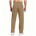 thumbnail image 5 of Mens Fleece Sweatpants Loose Fit Open Bottom Moisture Wicking Track Athletic Jogger Streetwear Trousers Khaki, 5 of 7