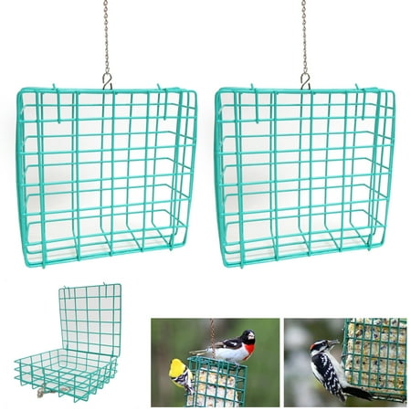 Suet Cake Bird Feeder - 2PK Outdoor Wild Bird Suet Cake Feeder Vinyl Garden Seed Food Tree Hanging Patio