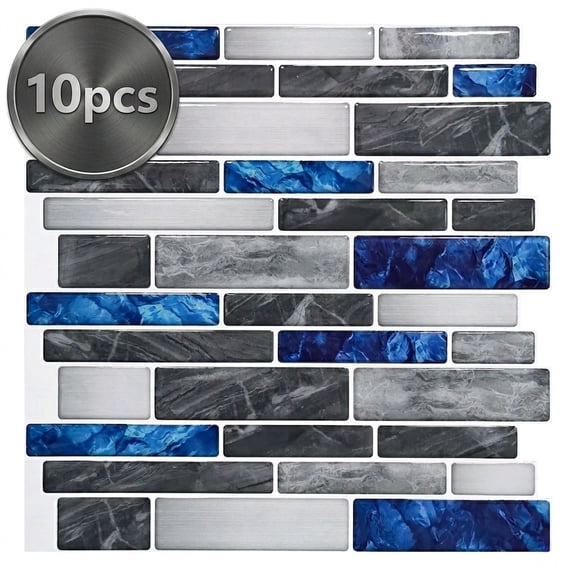 Yeslife 10-Sheets Premium Self-Adhesive Marble Backsplash Tiles, 12" x 12" Peel-and-Stick Wall Tile for Kitchen Bathroom Fireplace, 3D Gel Thickened, No Grout No Glue