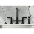 thumbnail image 3 of Kingston Brass KS8280CTLBS Continental Two-Handle 4-Hole Deck Mount Bridge Kitchen Faucet with Brass Side Sprayer in Matte Black, 3 of 8