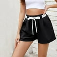 thumbnail image 3 of Yesfashion Women's Casual Bow Tie High Waist Shorts Smocked Elastic Waist Summer Loose Flowy Pant, 3 of 5
