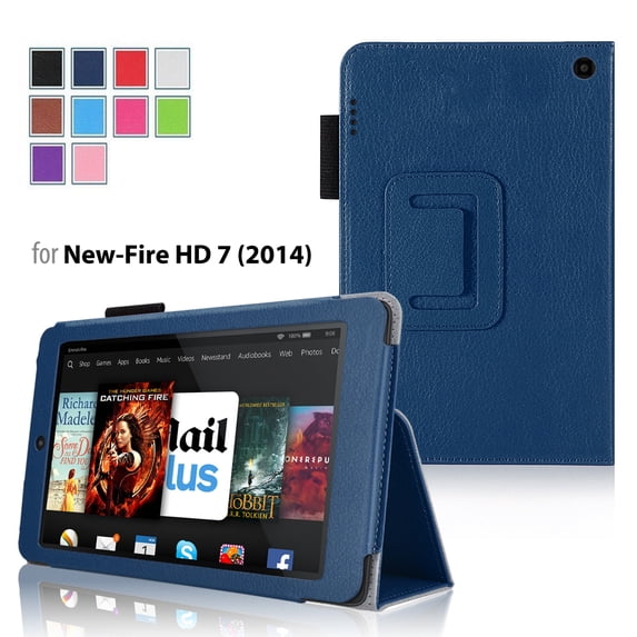 Amazon Kindle Fire HD 6 2014 Case Deep Blue - Slim Folding Cover Case for Amazon Kindle Fire HD 6 Inch 2014 Tablet With Smart Cover Auto Wake Sleep