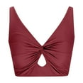 thumbnail image 5 of Yindaity Triangle Bikini Top Bikini Tops for Women Cropped Tankini Tops Beach Padded Knot Twist Cut Out Adjustable Tank Swimwear Top Only(Brick Red,S), 5 of 8