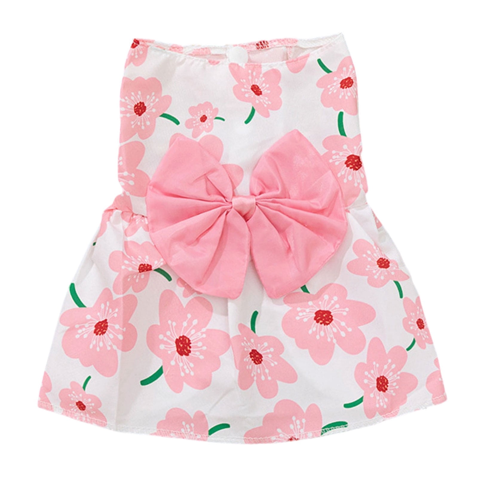 Cute Floral Dog Dress Summer Pet Skirt, Lightweight Breathable Vest Style Pet Dress, Non-Restrictive Comfortable Summer Pet Clothes for Small Medium Dogs & Cats Indoor & Outdoor Wear(Pink,L)