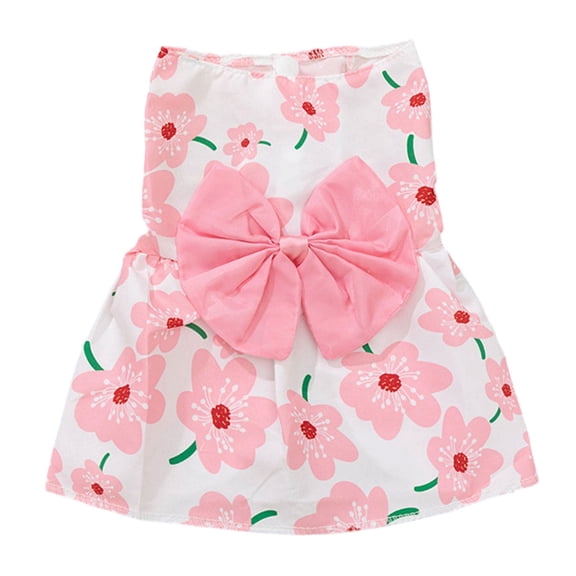 Cute Floral Dog Dress Summer Pet Skirt, Lightweight Breathable Vest Style Pet Dress, Non-Restrictive Comfortable Summer Pet Clothes for Small Medium Dogs & Cats Indoor & Outdoor Wear(Pink,L)