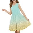 thumbnail image 2 of WRKEKC Girls Summer Dress, Girls Casual Dress, Girls' Summer Sequin Stars Dot Sleeveless Round Neck Mid Size Waist Cinched Dress 13 Years, 2 of 7