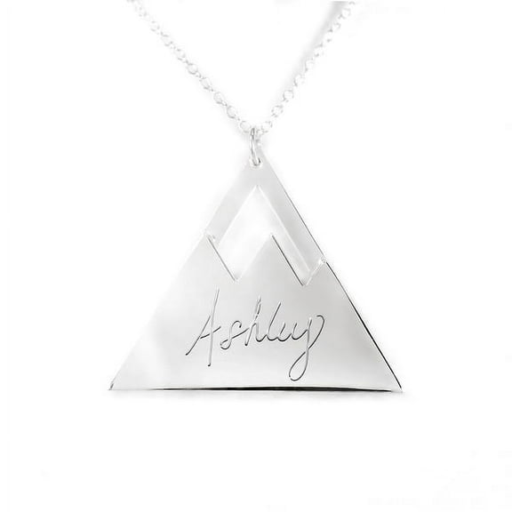 Personalized Engraved Handmade Mountain Name Pendant in Sterling Silver or 14K Gold Plated Sterling Silver
