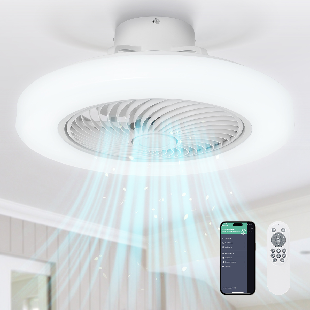 Blitzwill 21'' Ceiling Fan with Light, Dimmable 3 Lighting Modes & 6