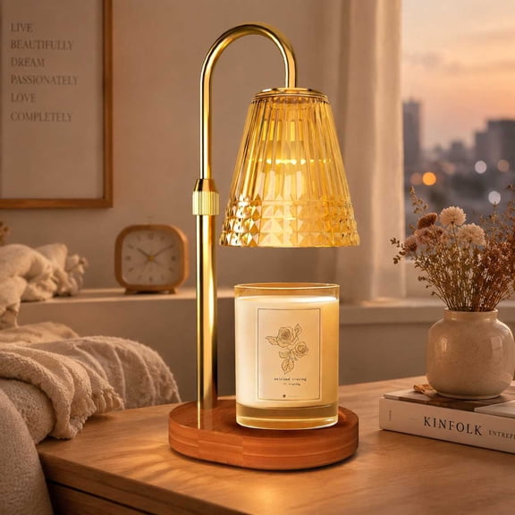 Modern Candle Warmer Lamp with Timer, Glass Shade, 2 GU10 Bulbs