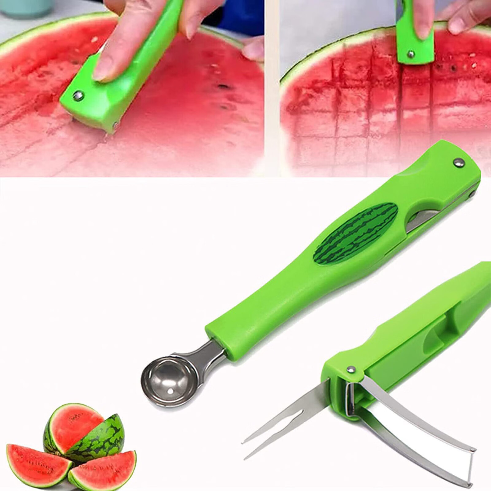 Watermelon Splitter Melon Ballers and Fruit Scoop Set Stainless Steel