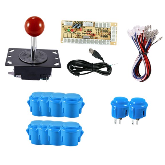 Kit de bricolaje para juegos de arcade de 1 jugador con mango de joystick, piezas de repuesto, componentes de fácil instalación con botones a presión Azul