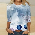 thumbnail image 2 of Meichang Haut à Manches 3/4 pour Femmes Style Décontracté Mode T-Shirt Floral Léger Doux Col Rond Pull Chemises Ample Extensible T-Shirt de Vacances pour Femmes, 2 of 4
