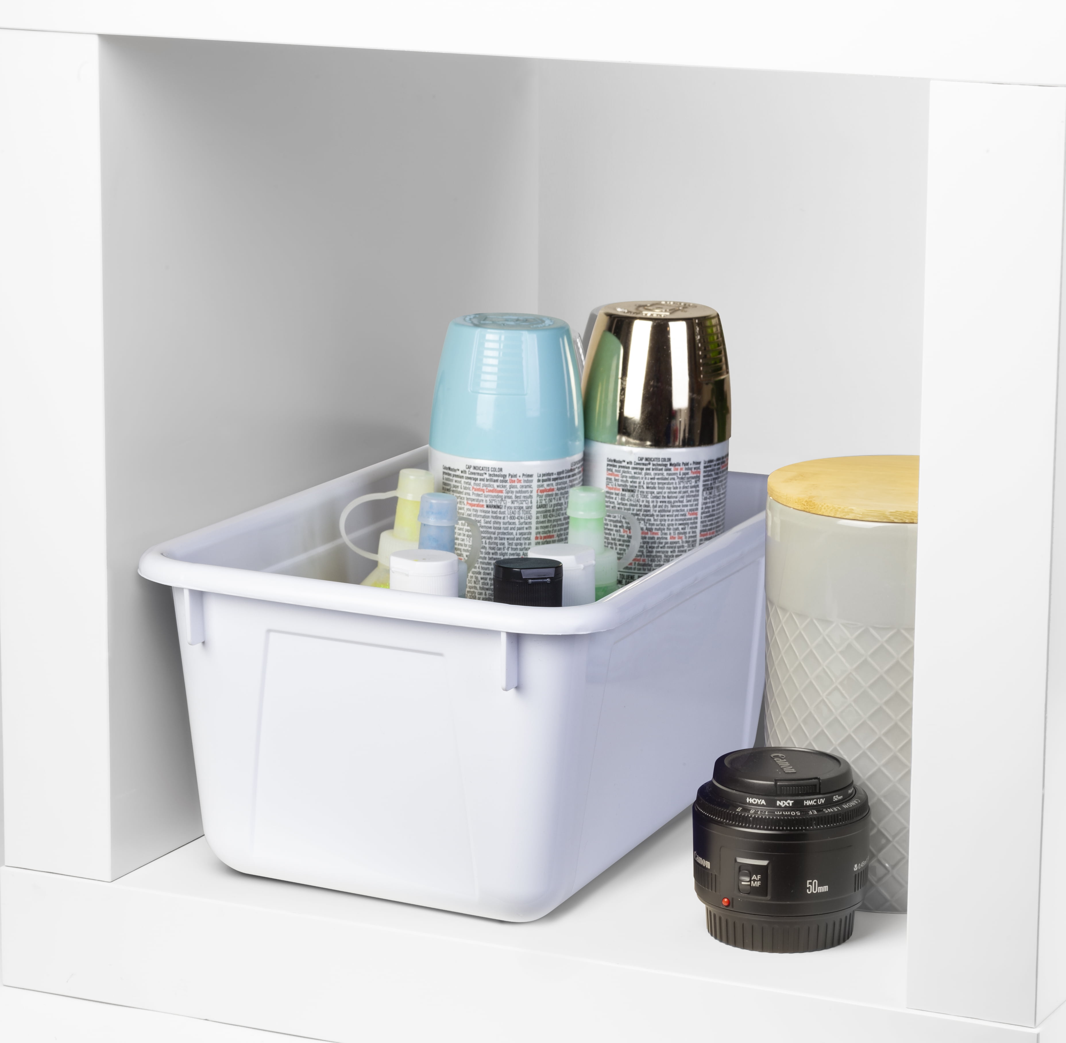 Pen+Gear Plastic File Organizer Cubby Bin, Arctic White