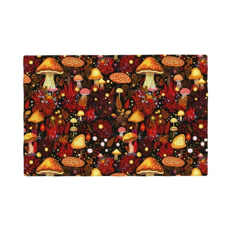 

Placemats Set of 4 Warm Plants and Mushrooms Heat Resistant Non - Slip Place mats Waterproof table mat for Kitchen Dining-4片装