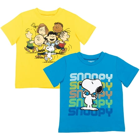 

PEANUTS Snoopy Toddler Boys 2 Pack T-Shirts Infant to Big Kid