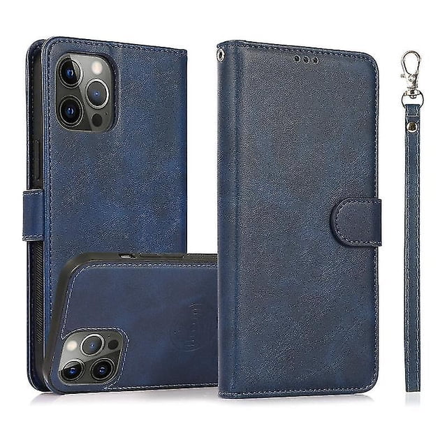 Funda de piel con tapa trasera magnética desmontable 2 en 1 para iPhone 12/12 Pro, con textura de becerro, soporte, ranuras para tarjetas, billetera y marco de fotos.