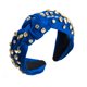 thumbnail image 1 of Xiao Hua Diadema de cristal anudada para mujer, accesorio para el cabello con nudo superior ancho decorado con cristales (azul rey), 1 of 5