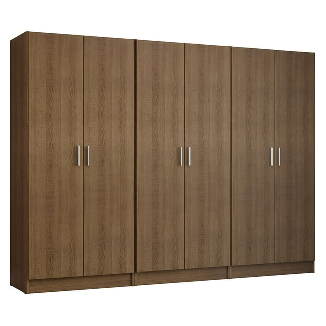 Madesa Armoire de Rangement à 6 Portes avec Grand Espace de Tablettes 94"L Armoire Utilitaire Placard Unité d'Organisation pour l'Entrée et la Chambre - Rustique