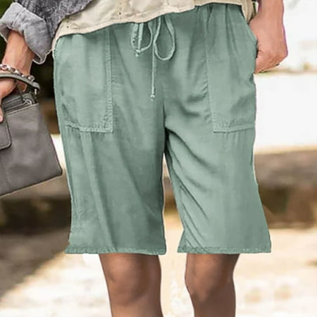 

dmqupv Jumpsuits for Women Short Plus Size Cropped Casual Overalls Pants Tightness Solid Cargo Shorts for Women plus Size Green X-Large